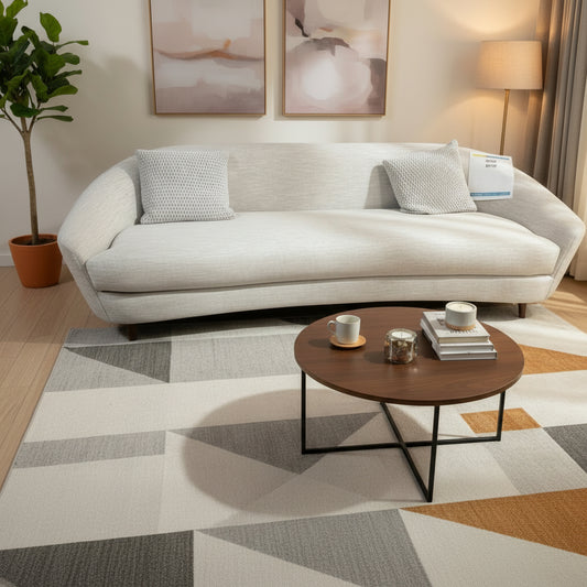 A White Curved Contemporary Sofa