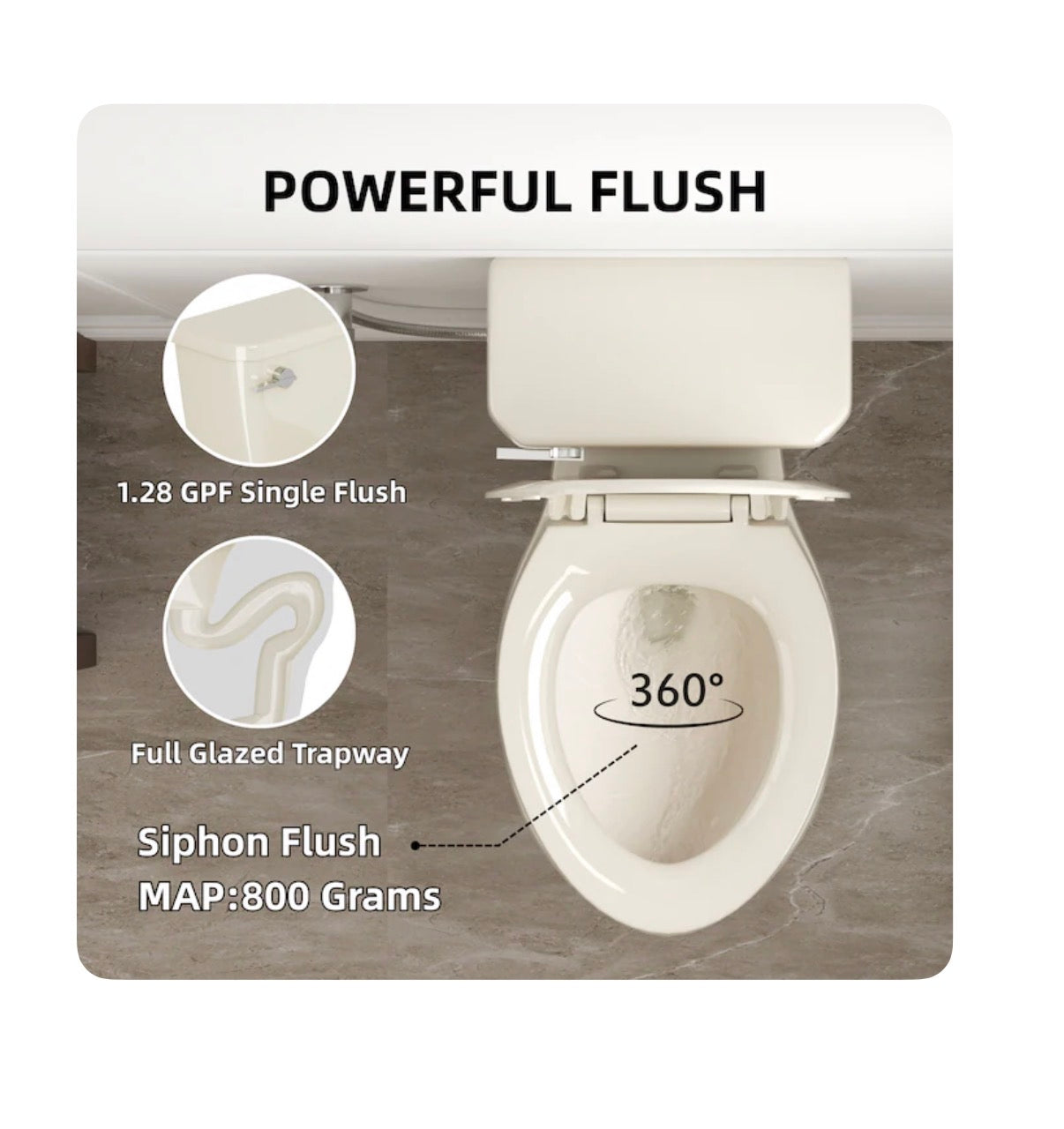 XH Bone 21 Inch Elongated Extra Tall 12 Inch Rough In 1.28 GPF Soft Close 2 Piece Toilet (New in Box)
