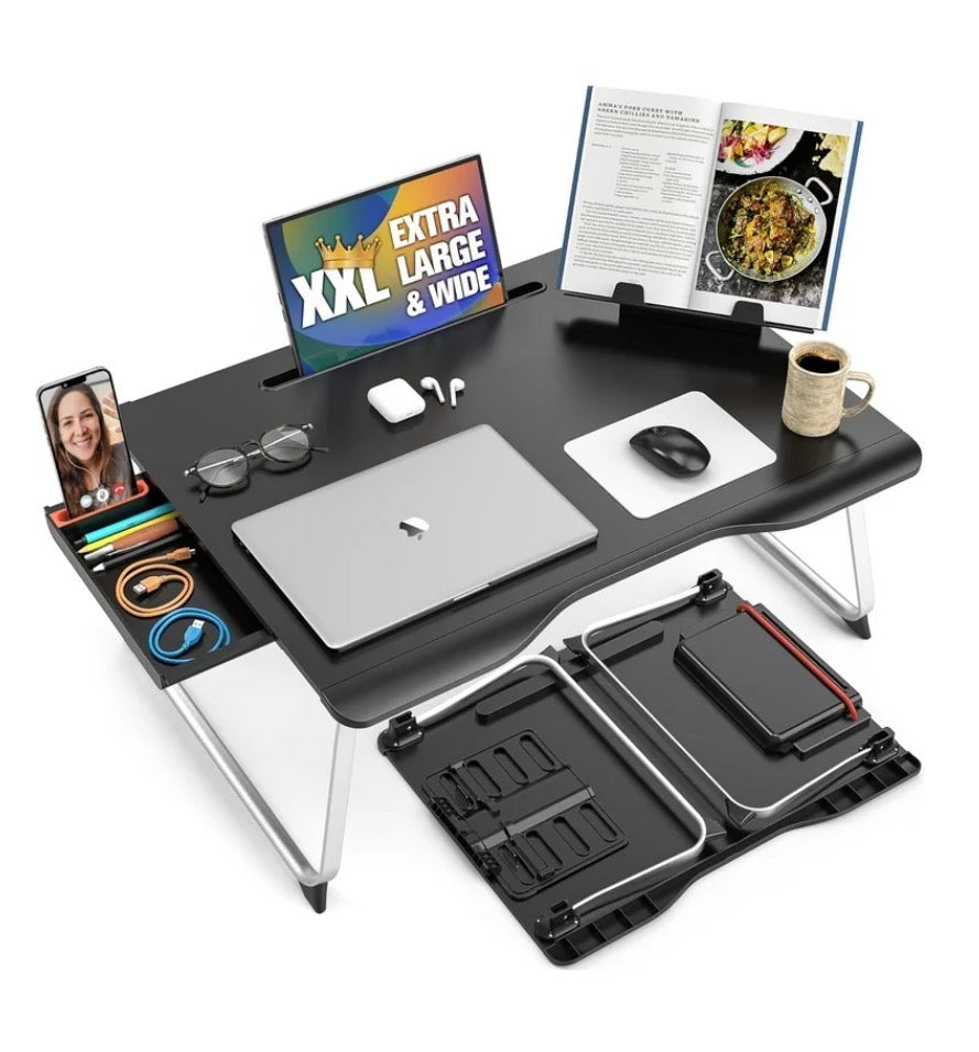 Cooper Cases Laptop Desk and Book Stand, Multifunctional Foldable Lap Desk for Bed (Black) (New in Box)