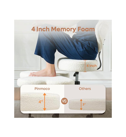Ergonomic Cross Legged Chair 360 Degree Swivel, Lumbar Support Cross Legged ADHD Chair The All in One Meditation and Office Seat (Teddy Plush Fabric Off White) (New in Box)