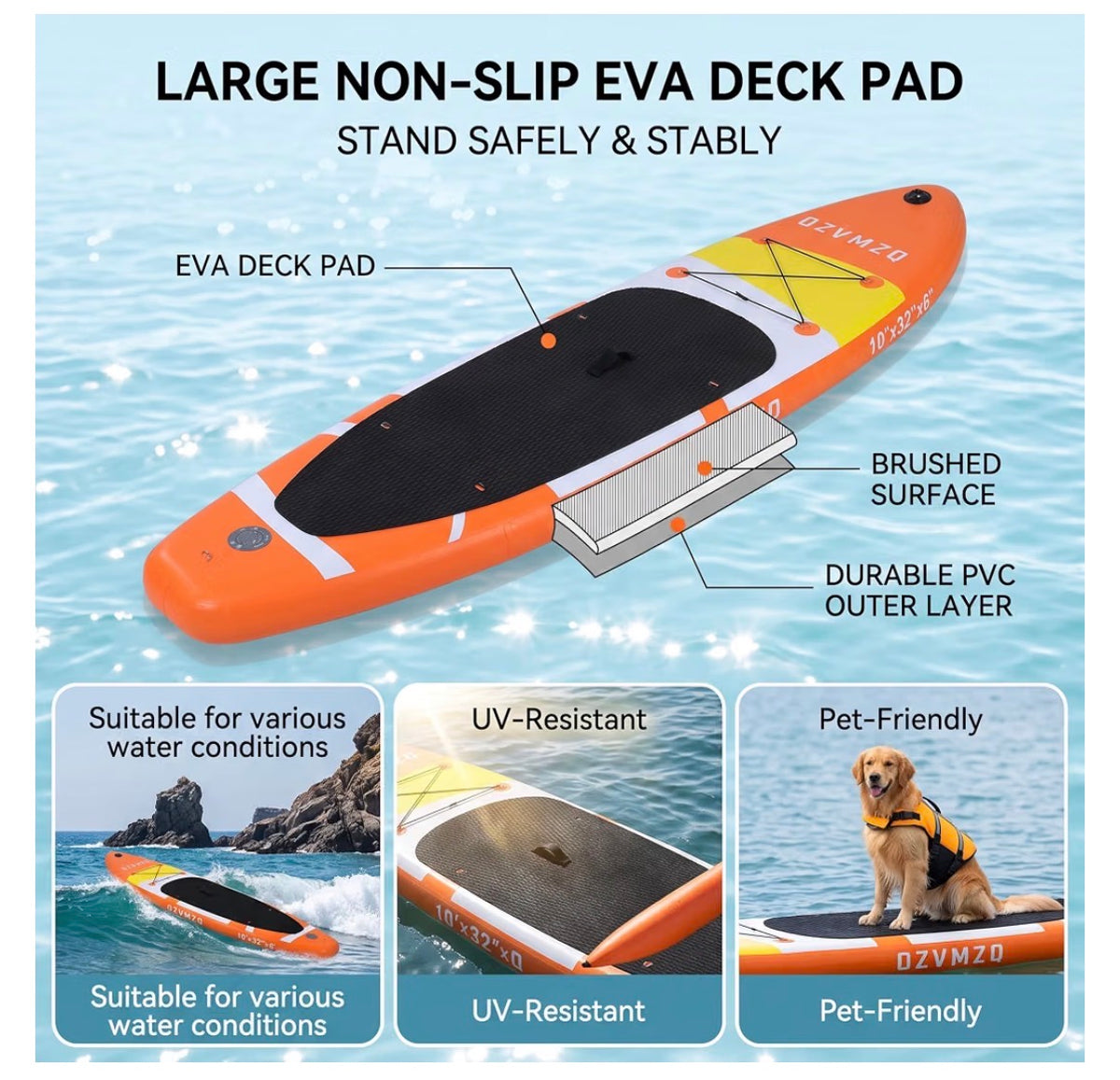 Standup Paddle Board Inflatable (Orange) (New in Box)