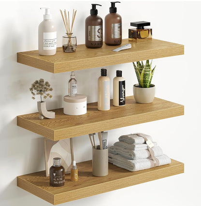 Oak Floating Shelves for Wall - Set of (3) 24 inch
