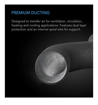 AC Infinity Flexible 10 Inch Aluminum Ducting, Heavy Duty Four Layer Protection 25 Feet Long for Heating and Cooling Ventilation and Exhust