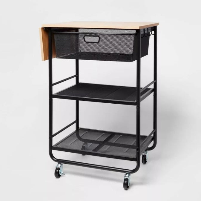 Metal Storage Cart: Rolling Utility Cart with Casters & Storage Drawers
