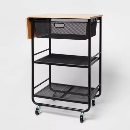 Metal Storage Cart: Rolling Utility Cart with Casters & Storage Drawers
