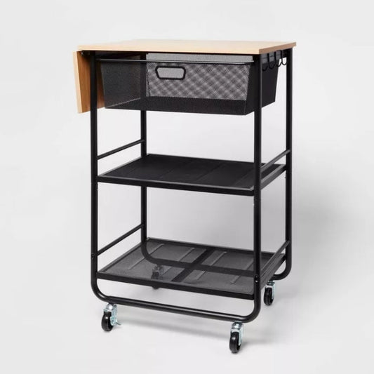 Metal Storage Cart: Rolling Utility Cart with Casters & Storage Drawers