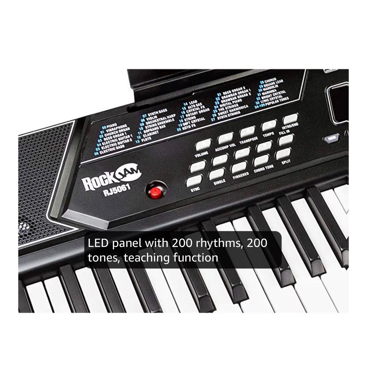 RockJam 61 Key Keyboard Piano Kit with Stand, Bench & Headphones Beginner Electric Keyboard Piano Set with Pitch Bend, LED Panel, Simply Piano Lessons and Note Stickers, All Included (New in Box)