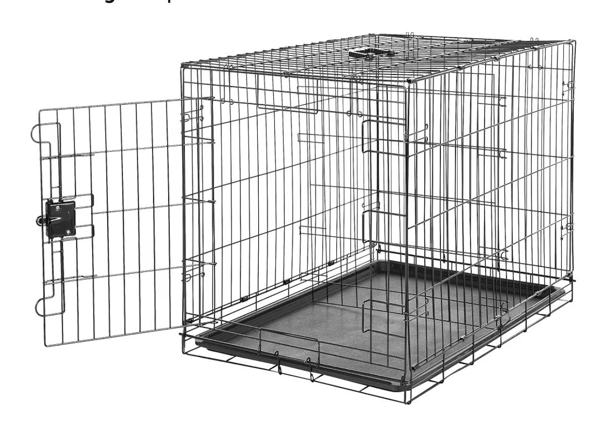Amazon Basics Portable Metal Wire Dog Crate with Removable Tray, Single Door with Divider Panel, Foldable, Collapsible, Easy to Assemble & Clean 36 Inch X 23 Inch X 25 Inch (Black) (New in Box)