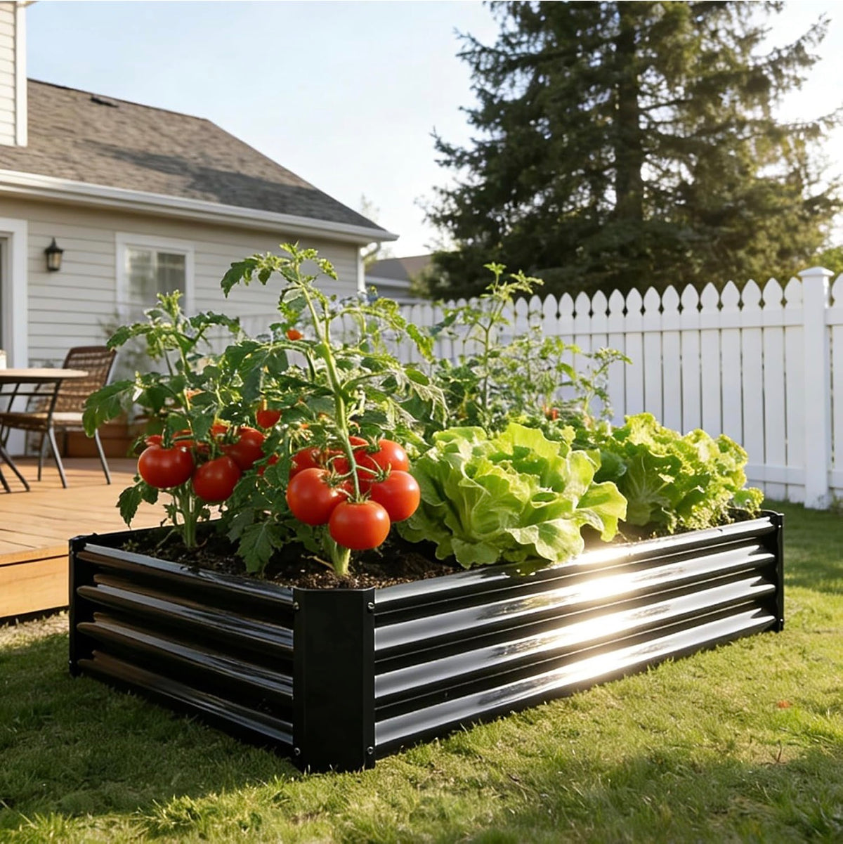 Metal Galvanized Raised Garden Bed Kit 4 Ft. X 2 Ft. 1 Ft. Open Base for Growing Vegetables, Flower, Herbs, Fruits, Succulents Outdoor (New in Box)