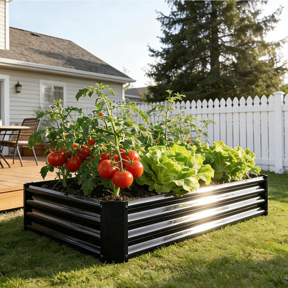 Metal Galvanized Raised Garden Bed Kit 4 Ft. X 2 Ft. 1 Ft. Open Base for Growing Vegetables, Flower, Herbs, Fruits, Succulents Outdoor (New in Box)
