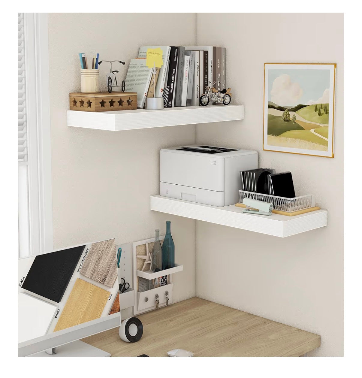 30 Inch Floating Shelves 12-Inch-Deep White Floating Shelve Set of 2