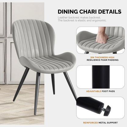 Stylish Leather & Iron Dining Chair 2 Modern Comfort and Elegance for Livingroom (Gray) (New in Box)