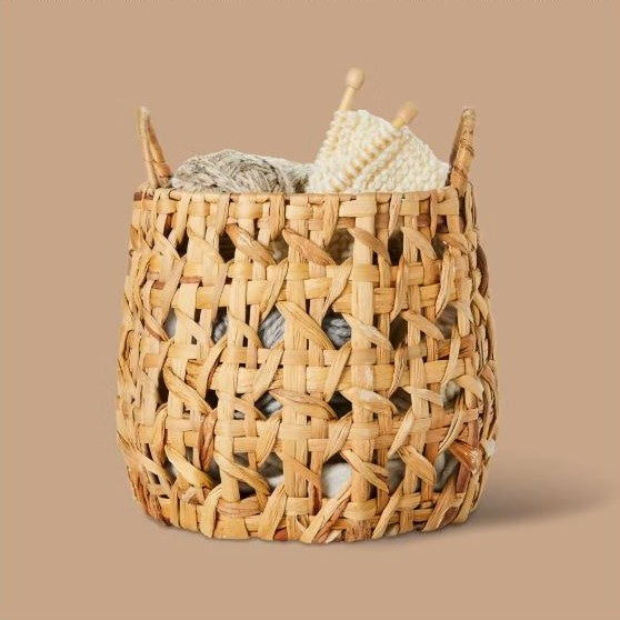 Woven Natural Decorative Cane Pattern Basket - Threshold™