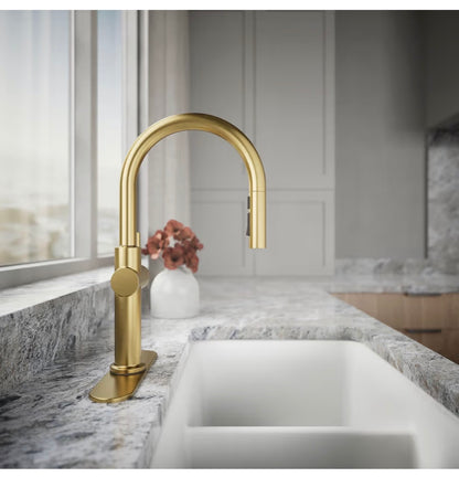 Kohler Crue Pull Down Kitchen Faucet, Pull Down Sprayer (Vibrant Brushed Modern Brass) (New in Box)