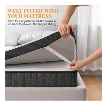 4 Inch King Sized Memory Foam Mattress Topper - Pressure Relief Toppers with Washable Cover and High-Density Foam (White) (New in Box)