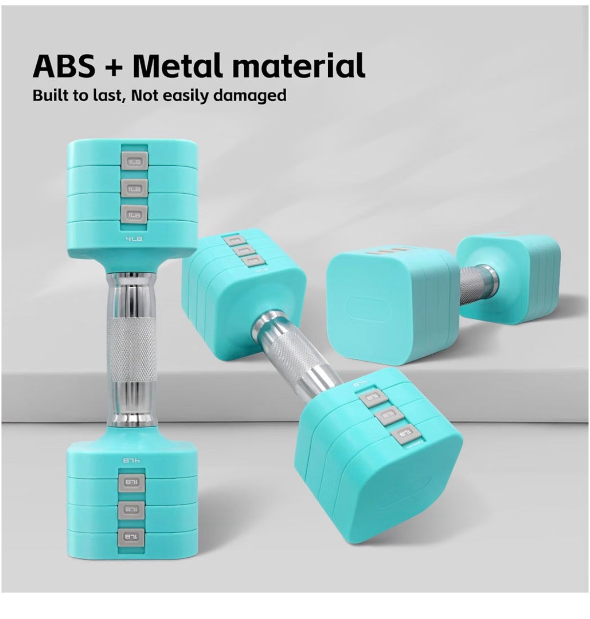 20 lbs Adjustable Dumbbell Set 4 in 1 Free Weights Dumbbells Set for 4 lbs, 6 lbs, 8 lbs, and 10 lbs with Metal Non-Slip Handle, Quick Change, Home Gym Strength Training Equipment for Men/Women (New in Box) (Blue)