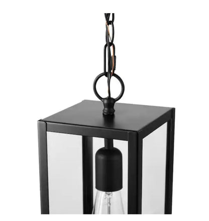 Hurley 78.5 Inch 1 Light Modern Matte Black Outdoor Hanging Light Pendant Light with Clear Glass Shade (New in Box)
