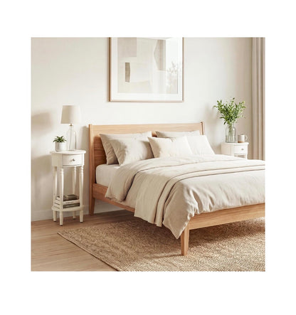 COSIEST Tall Nightstand with Drawer, Tall Side Table, 2 Tier Round End Table for Living Room, 28 Inch Accent Table for Corners (White) (New in Box)