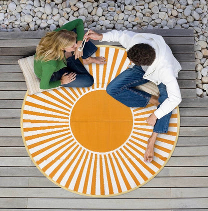 6 ft. Round Outdoor Rug - Waterproof Reversible Plastic Straw Patio Rug