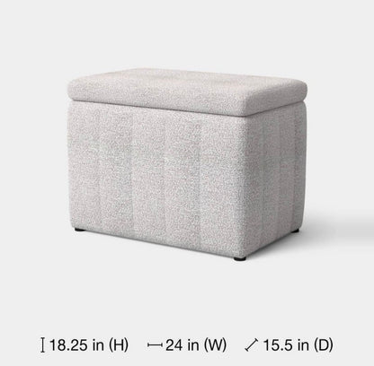 Essex Single Storage Ottoman Faux Leather Threshold Upholstered Rectangular Bench with Lid (Cream) (New in Box)