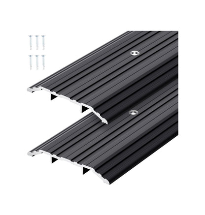 4 Pieces 5 Inch X 1/4 Inch X 36 Inch Door Saddle Threshold for Doorway Interior Sturdy Aluminum Commercial Fluted Saddle Door Threshold Durable and Sleek Doorway Entryway Access Draft Portion (Black) (New in Box)
