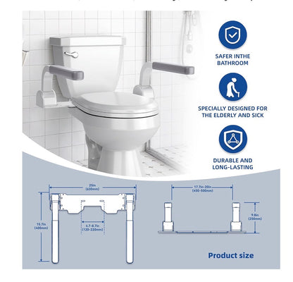 Zeagus Adjustable Toilet Safety Rails 500 lb Toilet Safety Frame Grab Bar 60 Degrees Adjustable & Space Saving Toilet Assist Arms for Seniors, Disabled, Elderly, Mobility-Impaired (New in Box)