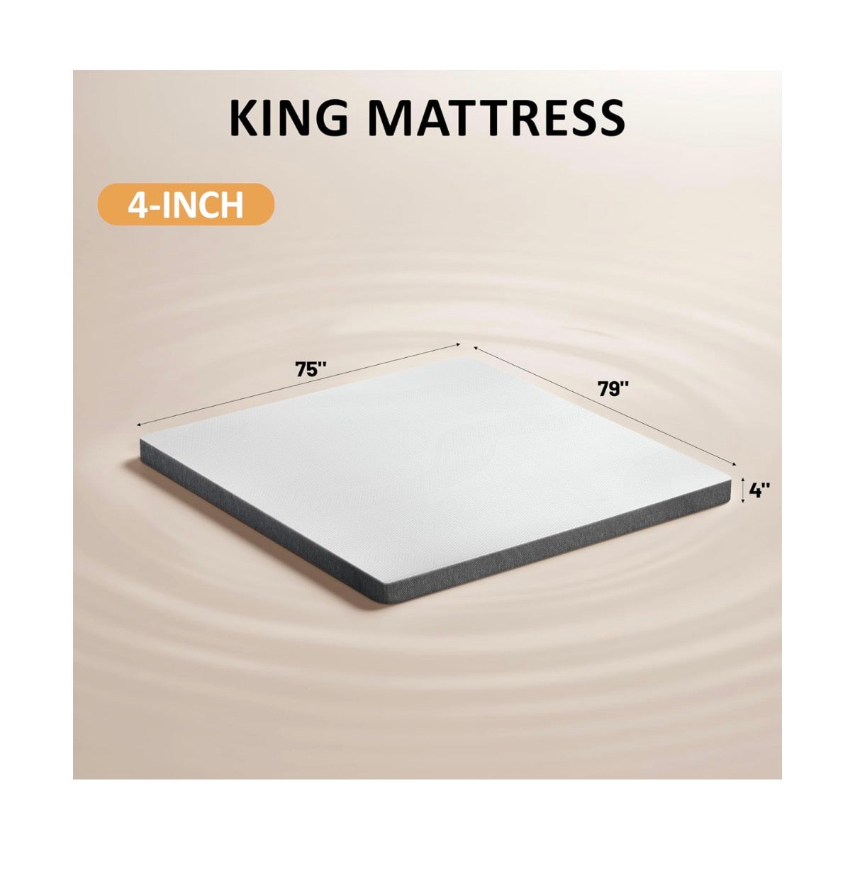 Extra Firm Mattress Topper King Size 4 Inch High Density Bed Topper Super Support Cozy Firm Mattress Pad for Back Pain Breathable Washable Cover with Ant-slip Straps (New in Box)