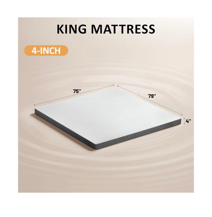 Extra Firm Mattress Topper King Size 4 Inch High Density Bed Topper Super Support Cozy Firm Mattress Pad for Back Pain Breathable Washable Cover with Ant-slip Straps (New in Box)