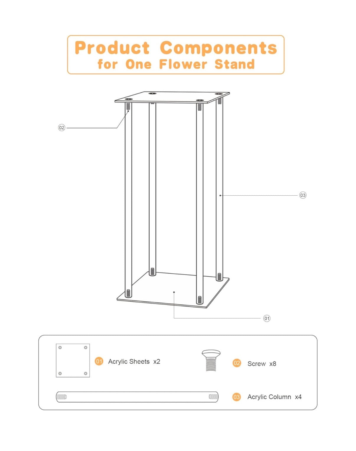 YALLOVE 2 Pack 23.6 Inch Clear Acrylic Flower Stands Pedestal Centerpieces for Wedding, Baby Shower and Birthday Party Decor (New in Box)