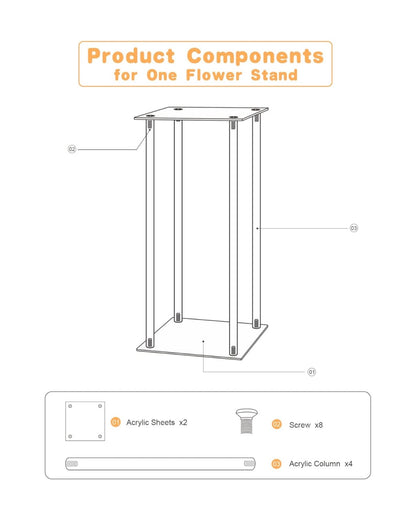 YALLOVE 2 Pack 23.6 Inch Clear Acrylic Flower Stands Pedestal Centerpieces for Wedding, Baby Shower and Birthday Party Decor (New in Box)