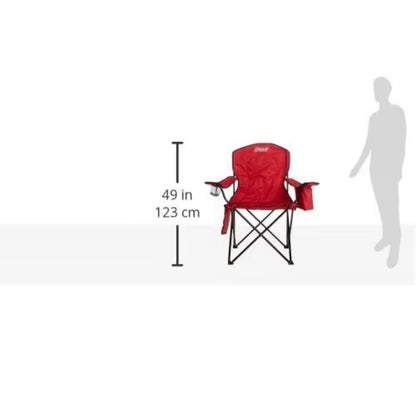 Coleman Poratble Camping Chair with 4-Can Cooler, Cushioned Seat & Back with Side Pockets & Cup Holder, Carry Bag Included, Great for Camping, Tailgating, Firepits, Patio & More (Red) (New in Box)