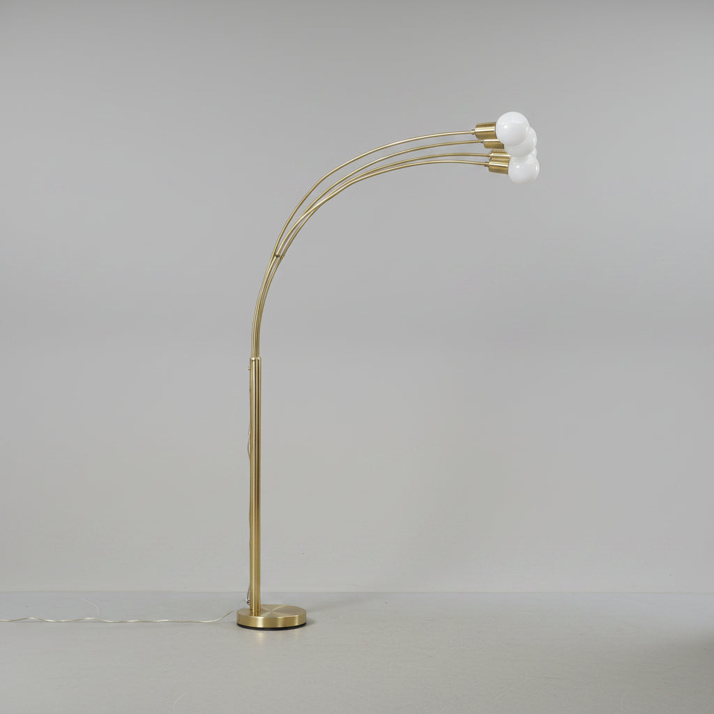Mid-Century Modern Vintage Multi-Arm Brass Marble Arc Floor Lamp