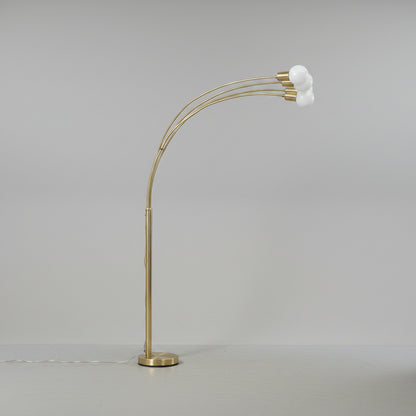 Mid-Century Modern Vintage Multi-Arm Brass Marble Arc Floor Lamp
