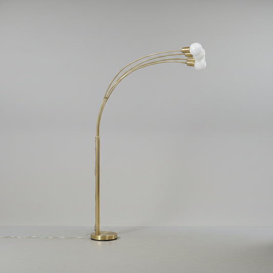 Mid-Century Modern Vintage Multi-Arm Brass Marble Arc Floor Lamp