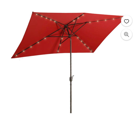 CozyHome 10 Ft. X 6.5 Ft. Outdoor Patio Umbrella Rectangle with Solar LED Lighted, Tilt Adjustable, UV Resistant Fabric, Solar Umbrella (Red) (New in Box)