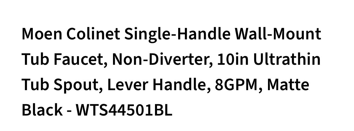 Moen WTS44501BL Colinet one handle tub filler in matte black