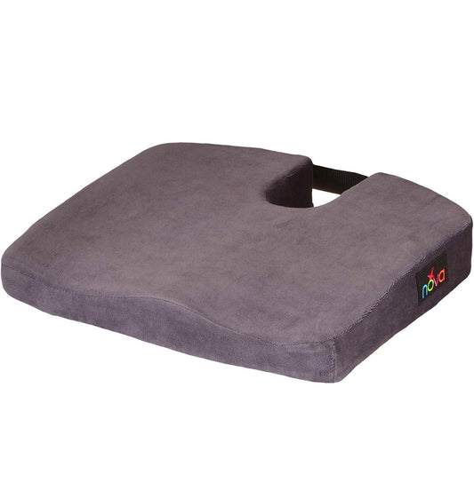 Nova Medical Products Comfort Seat Cushion, Memory Foam Cushion for Office Chair, Car, Wheelchair & Benches, Waterproof Non-Slip Bottom, Super Soft Velour Removable & washable Cover (Charcoal Blue) (New in Box)
