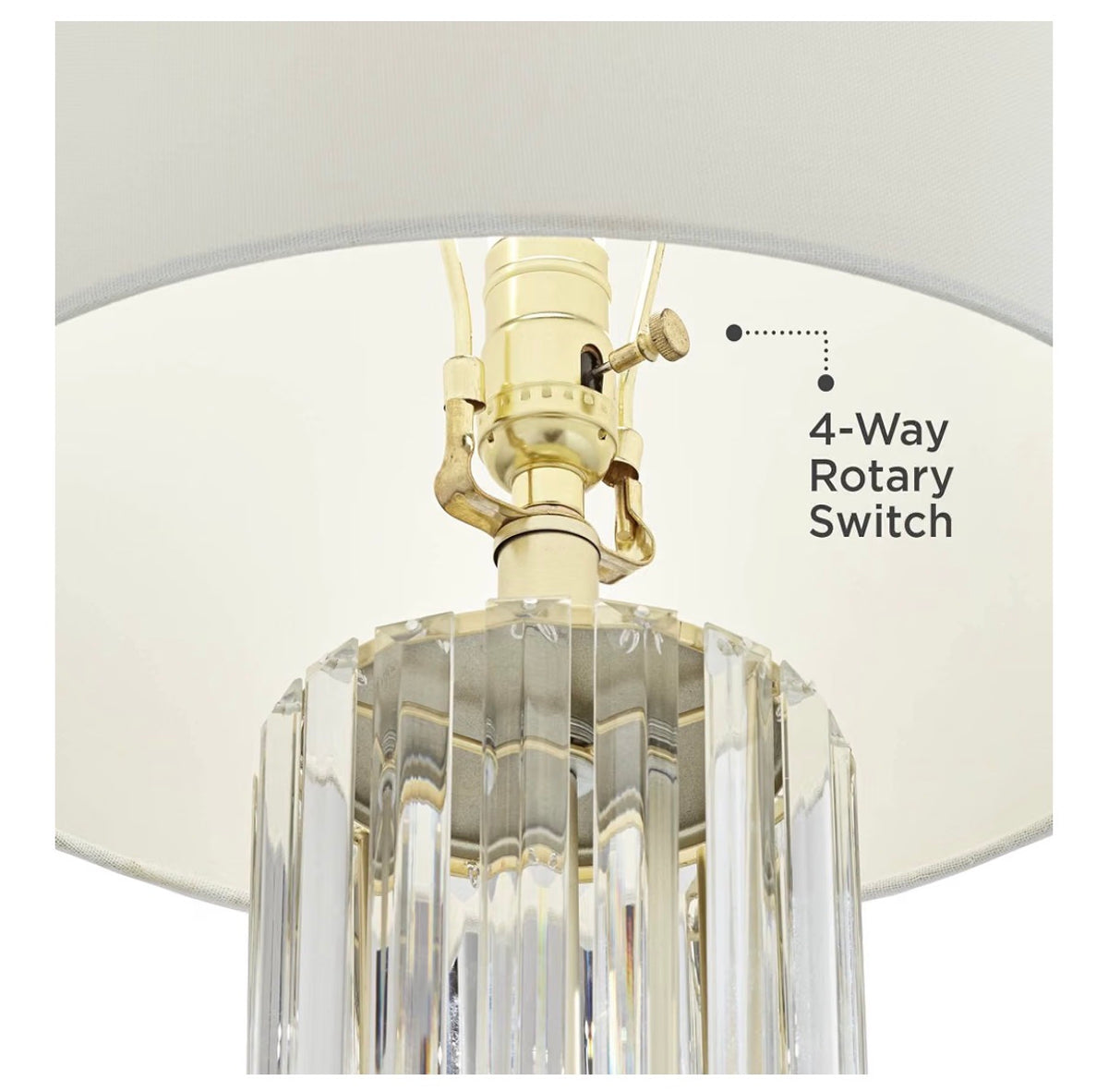 Rivera 27 3/4-Inch-Tall Table Lamp Gold Vintage Glass Rod Night Light LED Modern Traditional Nightlight Clear Bedroom, Living Room, Nightstand, Bedside, Office, Kids White Tapered Drum Shade (New in Box)