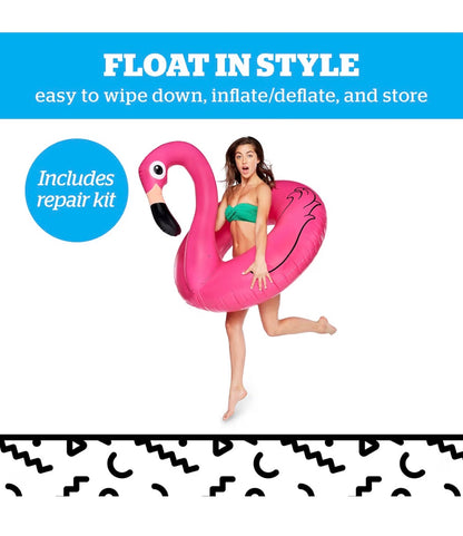 Giant Animal Pool Float, Inflatable Floatie Tube, Blow Up Swim Ring, Outdoor Summer Pool Party Water Toy (Pink Flamingo) (New in Box)