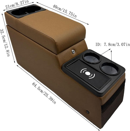 Truck Center Console Organizer with Wireless Charging for Jeep