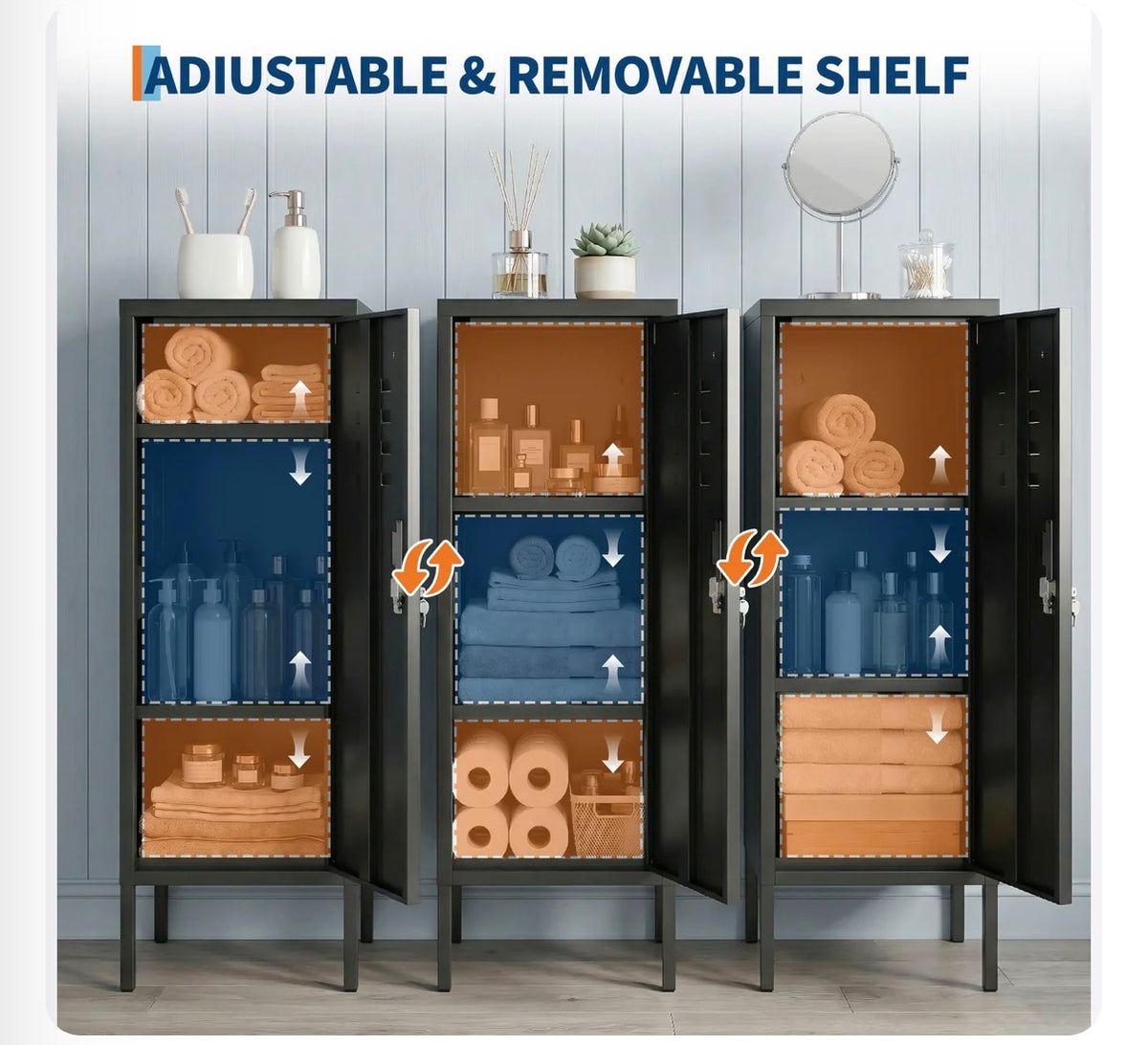 Garvee Lockable Metal Locker Cabinet 39 Inch Height Metal Storage Cabinet with Lock, Adjustable Shelf & Ventilation, Steel Locker for Gym, School, Office, Home, Garage (Black) (New in Box)