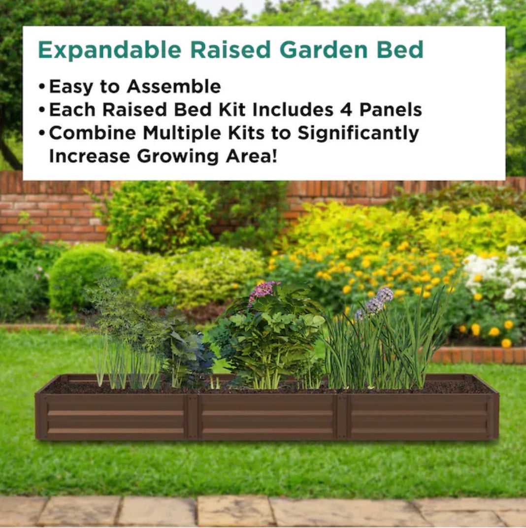 Sta-Green expandable metal raised garden bed. kit includes 7.5 cu ft. 36 inch W X 36 inch L X 10 inch H  New in box