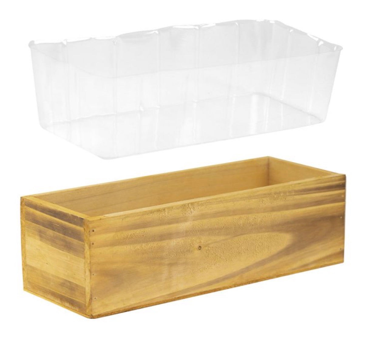 Wood Rectangle Unfinished Planter Box with Plastic Liner 4 Inch Height X 13 Inch Length X 5 Inch Width (Multiple Packing) (New in Box)