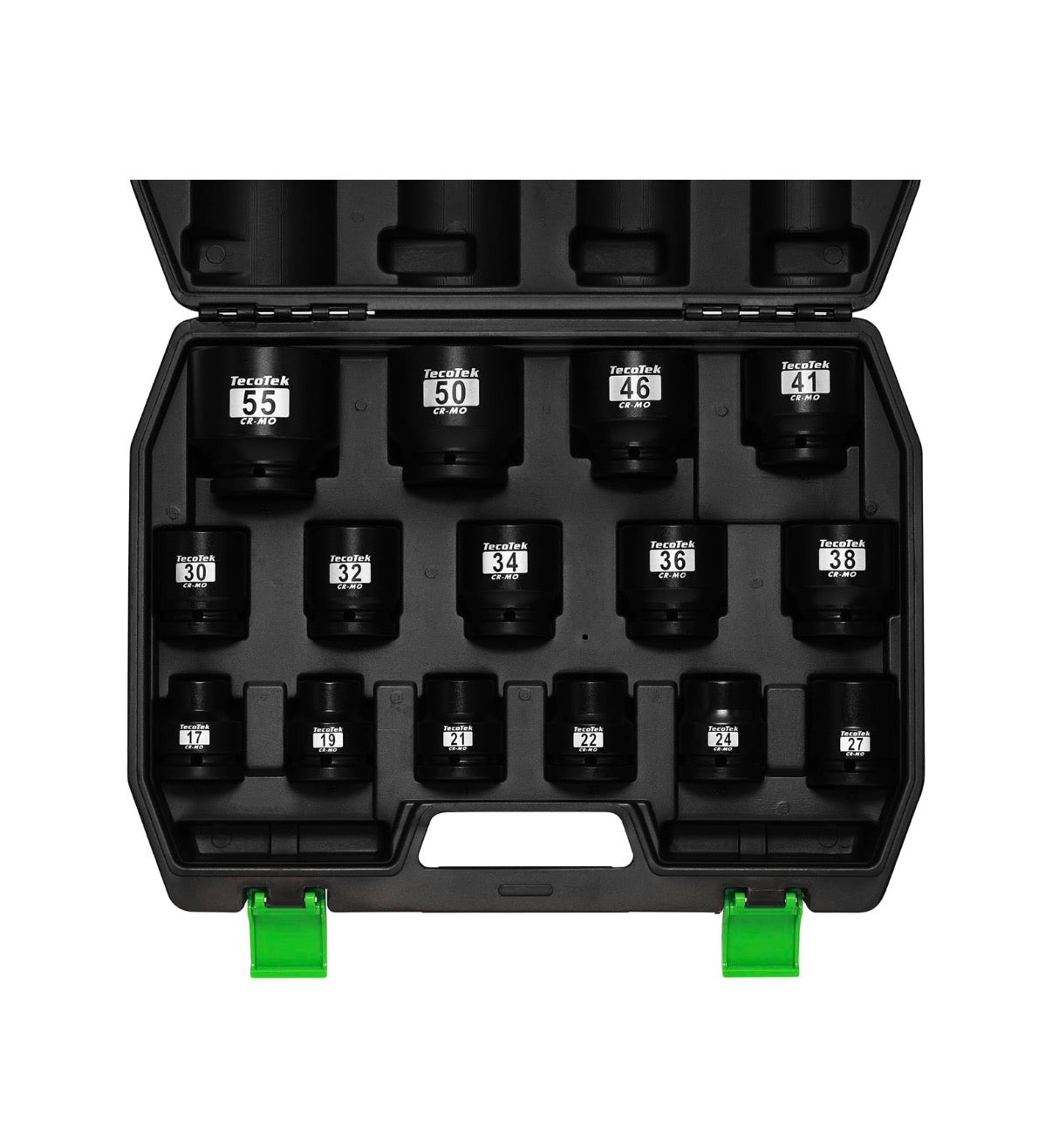 3/4 Inch Drive Shallow 6 Point Impact Socket Set, 15 Piece Heavy Duty Impact Socket Set, CR-MO, Metric (17mm to 55mm) Enhanced Storage Case (New in Box)