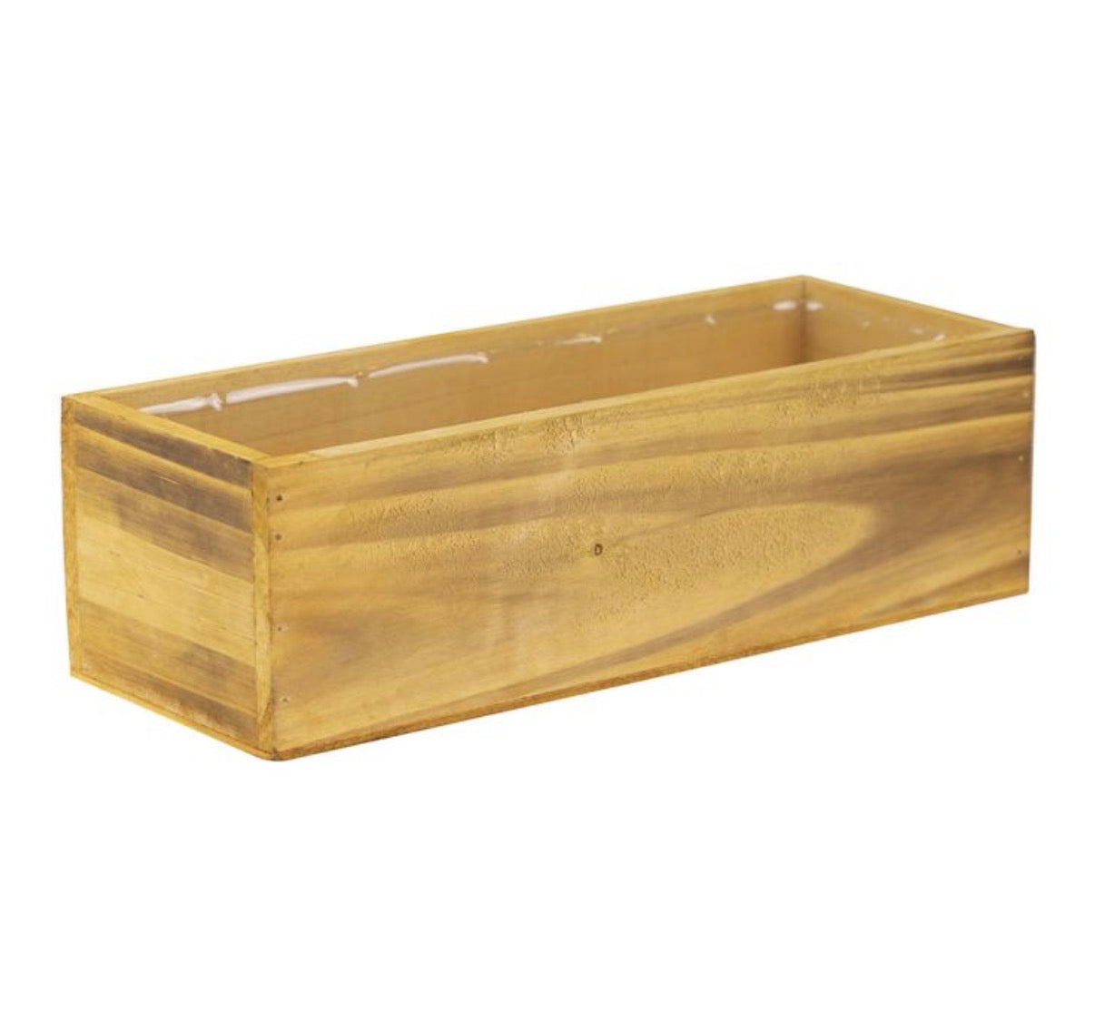 Wood Rectangle Unfinished Planter Box with Plastic Liner 4 Inch Height X 13 Inch Length X 5 Inch Width (Multiple Packing) (New in Box)