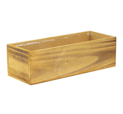 Wood Rectangle Unfinished Planter Box with Plastic Liner 4 Inch Height X 13 Inch Length X 5 Inch Width (Multiple Packing) (New in Box)