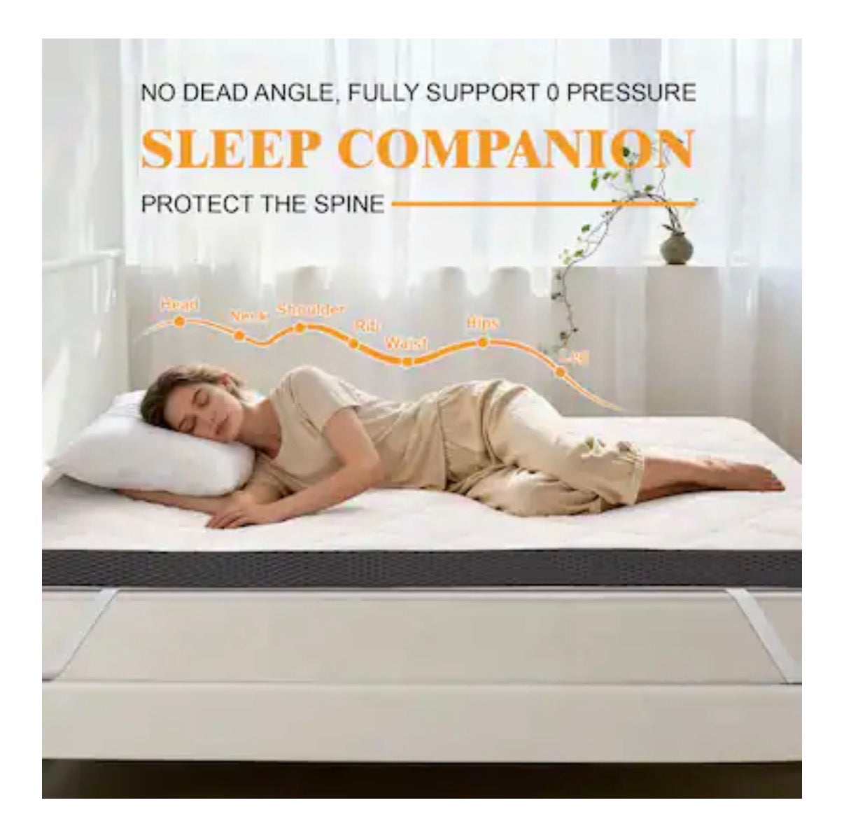 4 Inch King Sized Memory Foam Mattress Topper - Pressure Relief Toppers with Washable Cover and High-Density Foam (White) (New in Box)