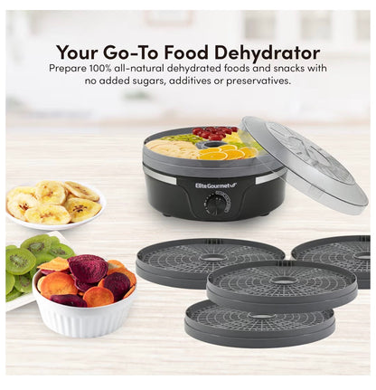 Elite Gourmet Food Dehydrator, 5 BPA-Free 11.4 Inch Trays (Black/Gray) (New in Box)
