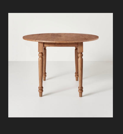 44 Inch Vintage Windsor Drop Leaf Round Dining Table Aged Oak (New in Box)