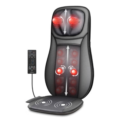 Snailax Shiatsu Neck & Back Massager with Heat, Full Back Kneading Shiatsu or Rolling Massage, Massage Chair Pad with Height Adjustment, Back Massager for Neck and Shoulder (New in Box)